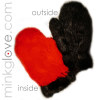  FULL FUR Black Mink & Red Rex Rabbit Massage Glove/Mitten - Four Sided Fur 