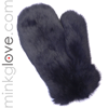  Black Rabbit Massage Glove/Mitten - Double Sided Fur 