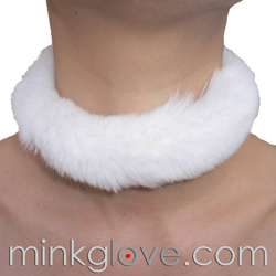  Pearl White Rex Rabbit Collar Choker - Double Sided Fur 