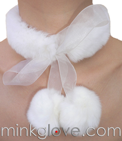  Pearl White Rex Rabbit Collar Choker - Double Sided Fur 